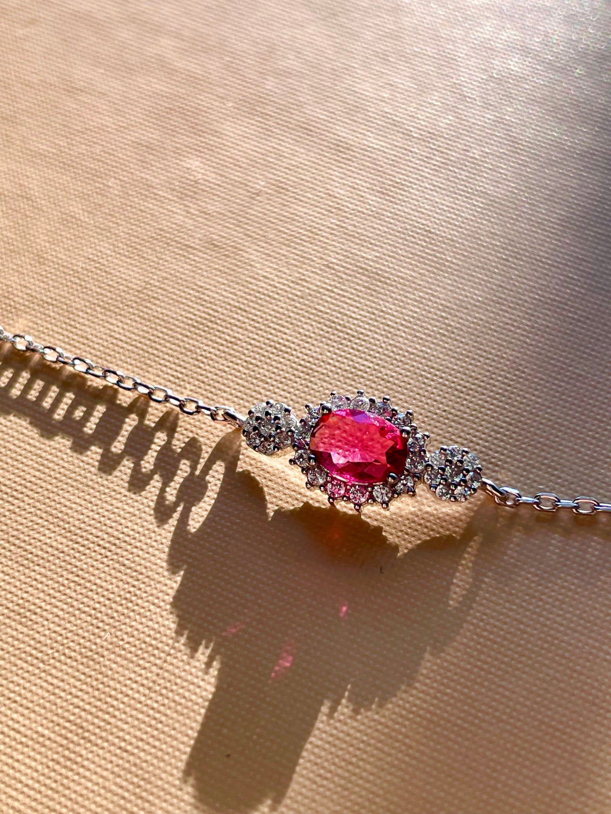 Silver Rose Crystal Sterling Silver Bracelet