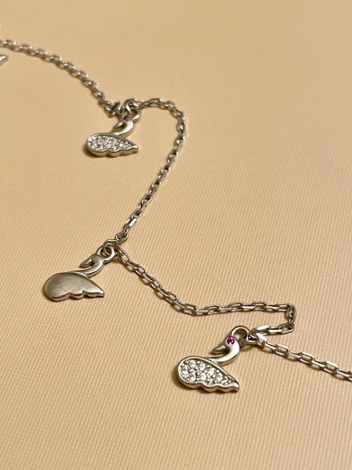 Crystal Swan Lake Sterling Silver Anklet