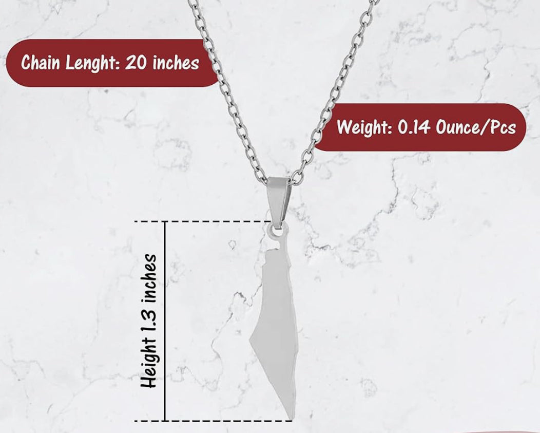 Palestine Map Necklace